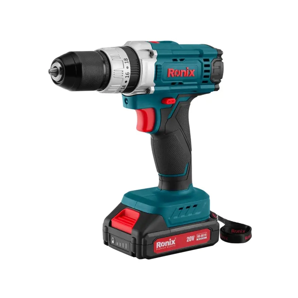 کیت دریل چکشی شارژی 20 ولت دو باطری 53 پارچه مدل RS-8619  رونیکس
