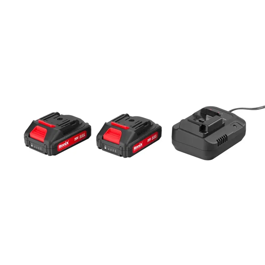 کیت دریل چکشی شارژی 20 ولت دو باطری 53 پارچه مدل RS-8619  رونیکس