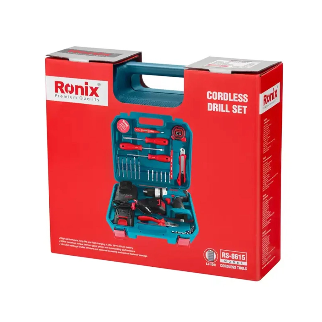 کیت دریل شارژی 16 ولت دو باطری 33 پارچه مدل RS-8615  رونیکس