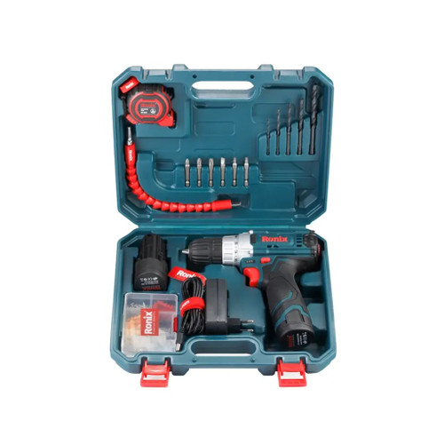 کیت دریل شارژی 12 ولت تک باطری 19 پارچه مدل RS-8613 رونیکس